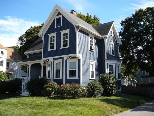Blue exterior home painting